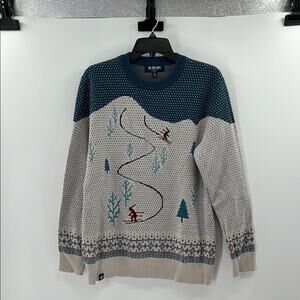 Ski the East Women's Powder Day Shredder Sweater - Teal/Gray - Large